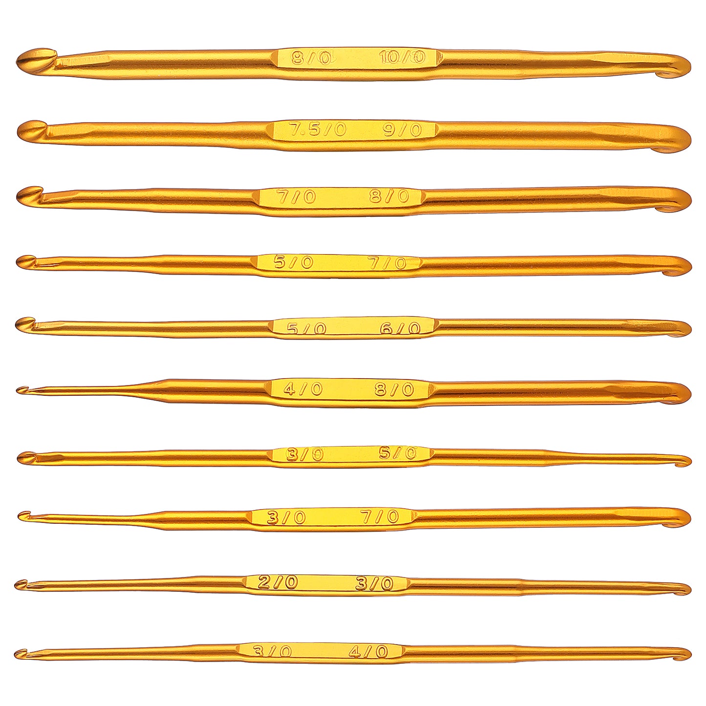 Molain Crochet Hooks, 10 Pcs Double End Aluminum Gold Needles, 10 Different Sizes, Ideal for Knitting, Weave, Crocheted Home Decorations, Portable