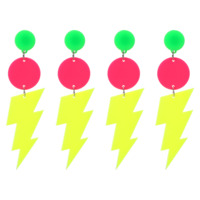 BOHUIZ 2 Pairs 80s Neon Earrings for Women, Retro Lightning Bolt Earrings for Women, Colorful Drop Dangle Earring, Neon Accessories for Women's 80s 90s Outfit Glow Party