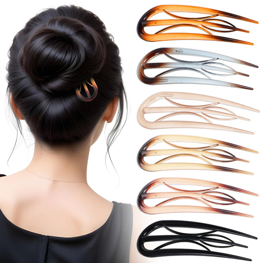 Andibro 6Pcs French Hair Clips, U Shaped Internal Teeth Pins Retro Fork Pin for Women Tortoiseshell Hair Accessories for Thin Thick