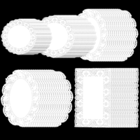 Bewudy 150 PCS Disposable Doilies Paper, White Lace Paper Doilies, Assorted Sizes Disposable Doily Rectangle Round Papers Doily for Tables Buffet Cake Fried Food Wedding Party Tableware Decor