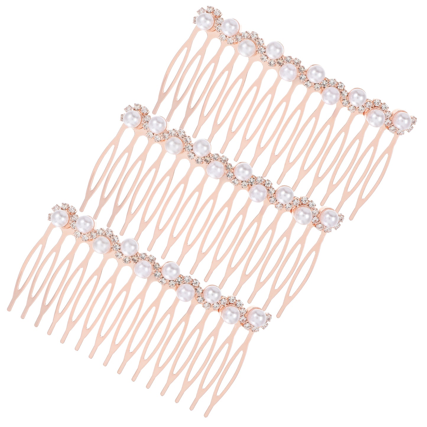 HJZHII 3 Pcs Pearl Decorative Hair Combs, Rhinestone Crystal Side Hair Combs Bridal Wedding Hair Pins Clips Elegant Hair Accessories for Women Girls