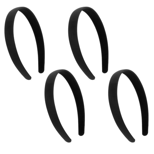 LIQWEI 4 Pcs Thin Black Headband For Women, 2 Cm Solid Headbands Thick Puffy Head Band, Padded Craft Headbands For Cosplay Holiday Women Halloween Crafts Gifts
