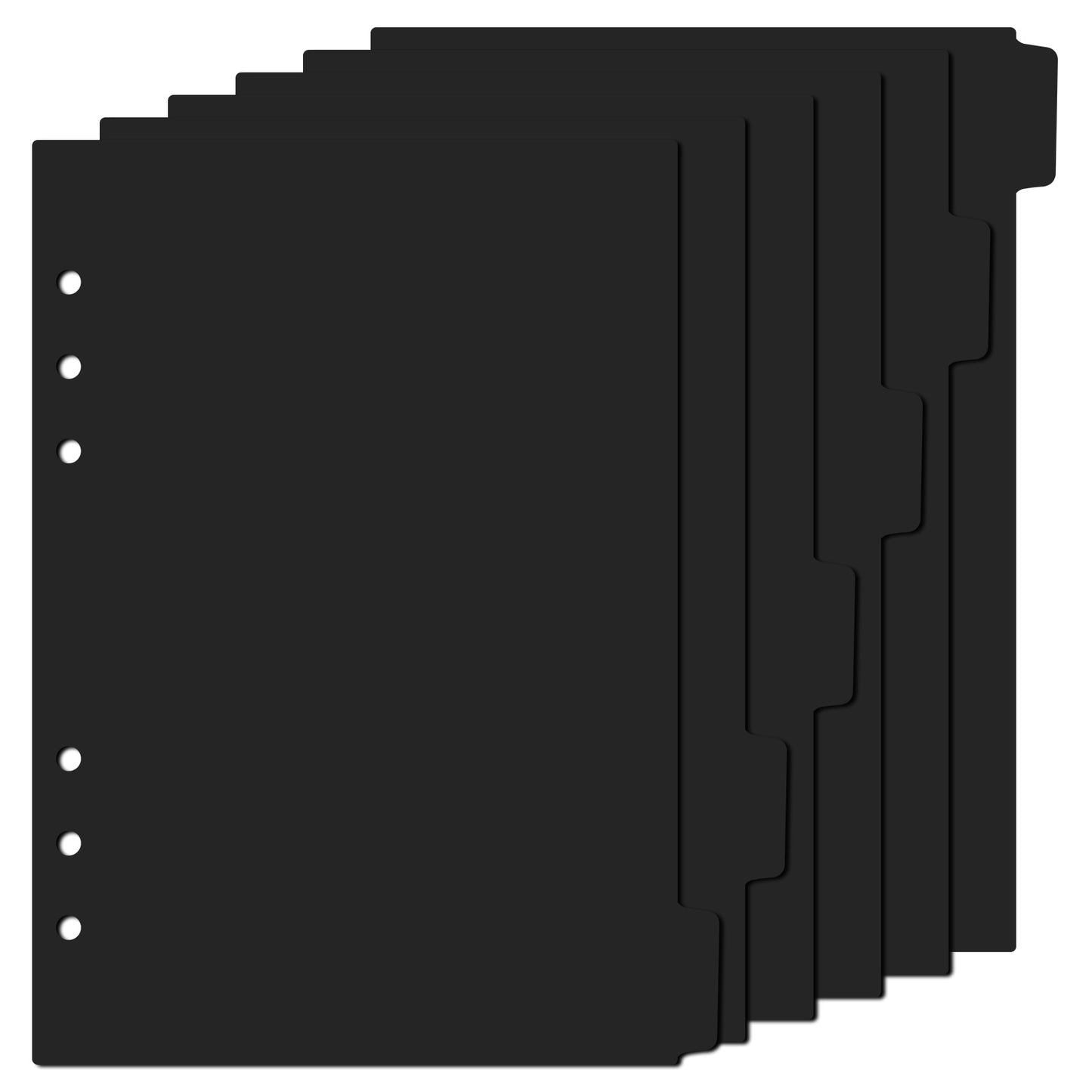 simarro 6-Ring Binder Plastic Divider Set, A5 Insertable Binder Dividers Suitable 6 Tab Binder Dividers for Notebooks and Binders(Black)