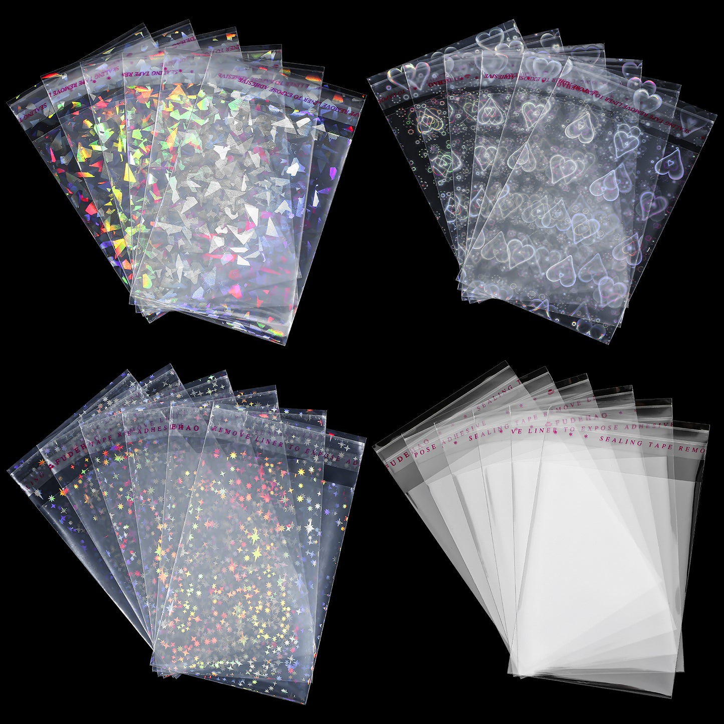 Yuanchu 200pcs Laser Photocard Sleeves, PVC Free Acid Free, Overlay Laminating Self Adhesive Film Kpop Idol ID Door Bank Photo Card Trading Cards Holographic Protector, 2.56 x 3.54in