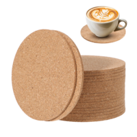 AOZUO 20 Pack Round Cork Coaster, 3.9" Absorbent Cork Coasters Reusable Heat Resistant Round Edge Coasters for Drink Coffee Table Office Home