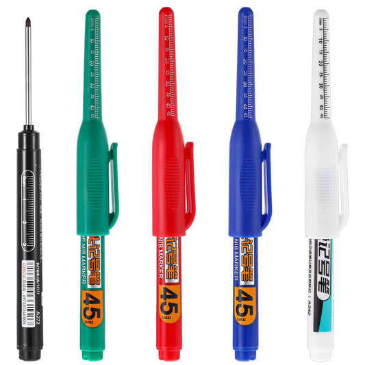 HJZHII Long Head Deep Hole Marker Pens, 45mm Long Nib Head Deep Reach Marker Waterproof Colorful Carpenter Pen for Bathroom Home Decoration Construction Pens Woodworking(5)