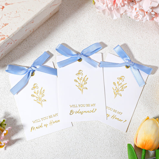 Bridesmaid Proposal Card Set, 8 Will You Be My Bridesmaid Card 2 Maid of Honor Proposal Cards 1 Matron of Honor with Ribbon, Wedding Invitation Greeting Cards