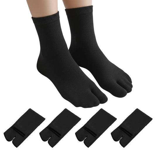 Andibro 4 Pairs Japan Tabi Socks for Flip Flop, Japanese Toes Separated Sock Cotton Elastic Split Toe Socks for Men Women Geta Samurai