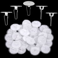 cobee 30 Pcs Self Adhesive Ceiling Hooks, Sticky Suction Cup Ceiling Hooks, Damage-Free Removable Wall Hanger for Hanging Festival Wedding Decorations from Ceiling(2 CM)