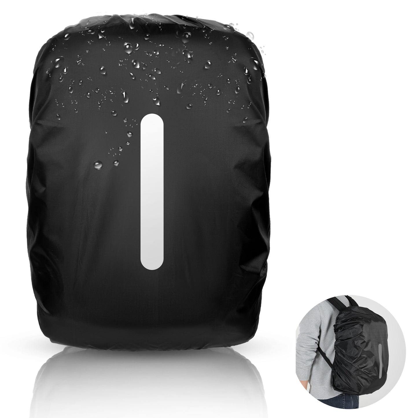 JIYIN Waterproof Backpack Rain Cover with Reflective Strip, Portable Anti Slip Rain Cover for Backpack, Waterproof Ultralight Backpack Cover for Hiking, Camping, Traveling(Medium)