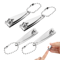 JIYIN 4 Pcs Nail Clipper, 2'' Mini Nail Clippers Travel Fingernail Clippers with Keychain and Nail File Stainless Steel Nail Cutters (Large & Small)