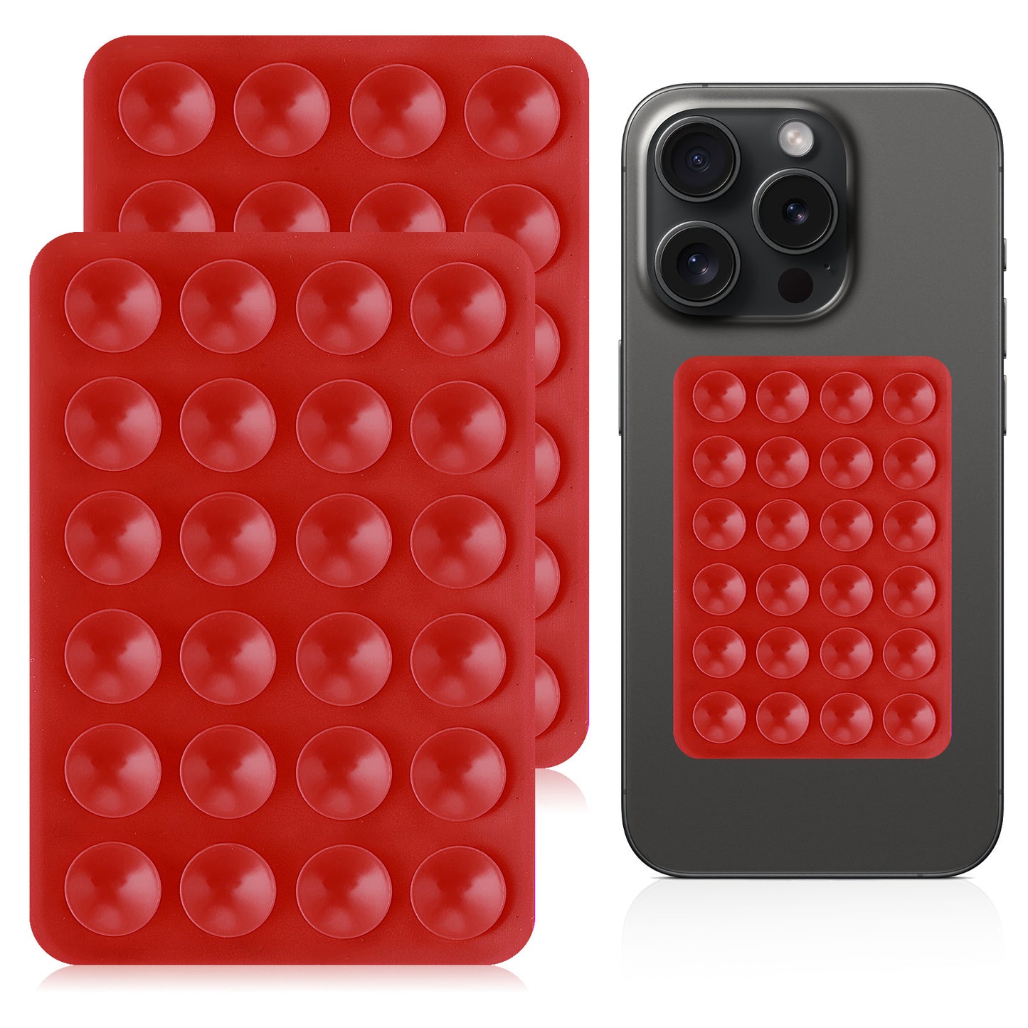 BOHUIZ 2 Pcs Silicone Suction Phone Case Mount, Anti-Slip Double-Sided Suction Cup Phone Case Hands-Free Phones Accessories Holder for Cell Phones(Red)
