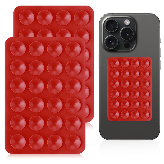 BOHUIZ 2 Pcs Silicone Suction Phone Case Mount, Anti-Slip Double-Sided Suction Cup Phone Case Hands-Free Phones Accessories Holder for Cell Phones(Red)