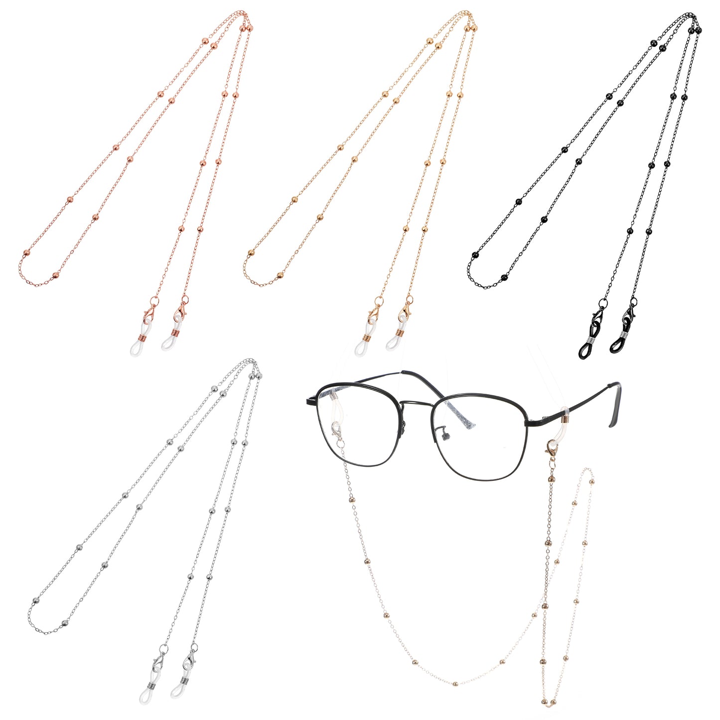 Giantree 8 PCS Stylish Eyeglasses Chain for Women, Stainless Steel Glasses Chain, Sunglasses Strap Holder Eyewear Chains Reading Lanyard for Women Men
