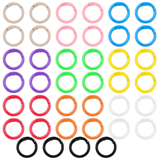 MBAIYO 40 Pcs Metal Spring O Rings, 10 Colors Round Snap Clip Keyring Buckle Hooks O Rings Buckles Round Keychain Clip Trigger Spring Snap Clip for Keychains DIY Accessories