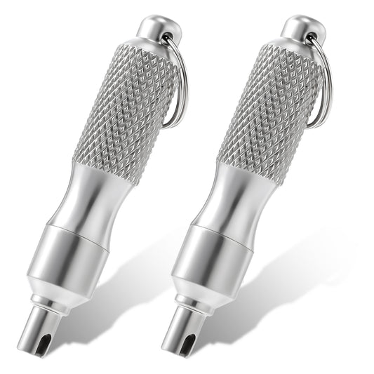 AOZUO 2PCS Valve Core Removal Tools, Portable Valve Stem Tool Stainless Steel Tire Valve Core Disassembly and Repair Tool with 2pcs Keyring for Bicycle Car Motorcycle Repair Install Accessory