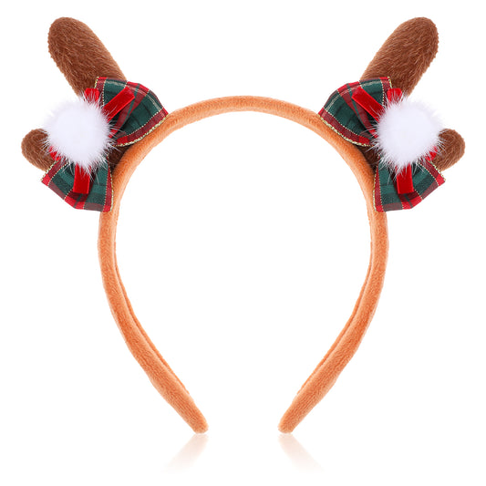 JIEYAO Deer Antlers Headbands, Xmas Reindeer Antler Head Accessories Animal Ears Headband Party Cosplay Deer Costume with Bow(Green)