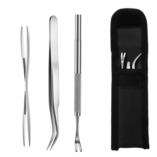 HJZHII 3PCS Tick Removal Tweezers, Stainless Steel Tick Remover Tool with Storage Bag Ticks Remover Safe Ticks Removers Kit for Pet Dog Cat Horses Human