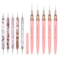 JIEYAO 10 Pcs Nail Art Liner Brushes Set, 5 Pcs Thin Detail Brushes and 5 Pcs Dotting Pen for Gel Nails Drawing Professional Nail Art Brush Kit for DIY Home Salon Use