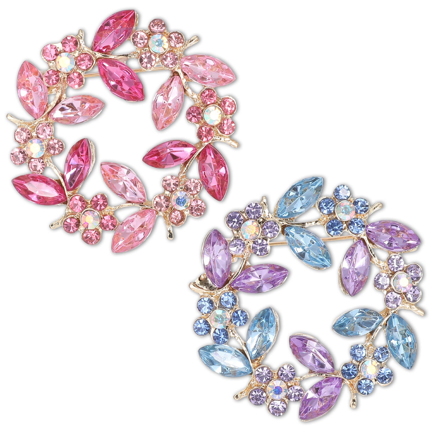 XLIUAX 2Pcs Brooches for Women, Crystal Flower Brooch Pin Vintage Rhinestone Elegant Brooches Jewelry Gift for Lady Coats Weddings and Parties Dances