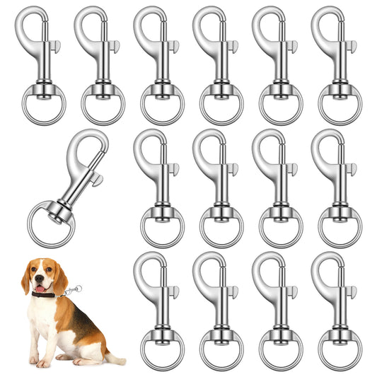 TIESOME 16 Pcs Swivel Eye Bolt Snap Hooks, 360° Rotating Zinc Alloy Clip for Pet Leash Flag Pole Tarp and Key Chain