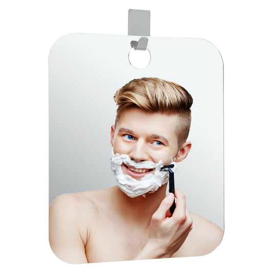 AOZUO Shower Mirror, Shower Mirror Fogless for Shaving with Hook Small Wall Mirror Shatterproof Shower Little Hanging Mirror Portable Travel Camping Mirror Handheld Locker Mirror