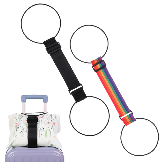 HJZHII 2pcs Luggage Straps for Add a Bag Bungees, Elastic Fastening Belt for Attaching Extra Bags Purse to Suitcase Adjustable Rope Binding Strap for Handle Handbag Backpack Carryon Travel(Color B)