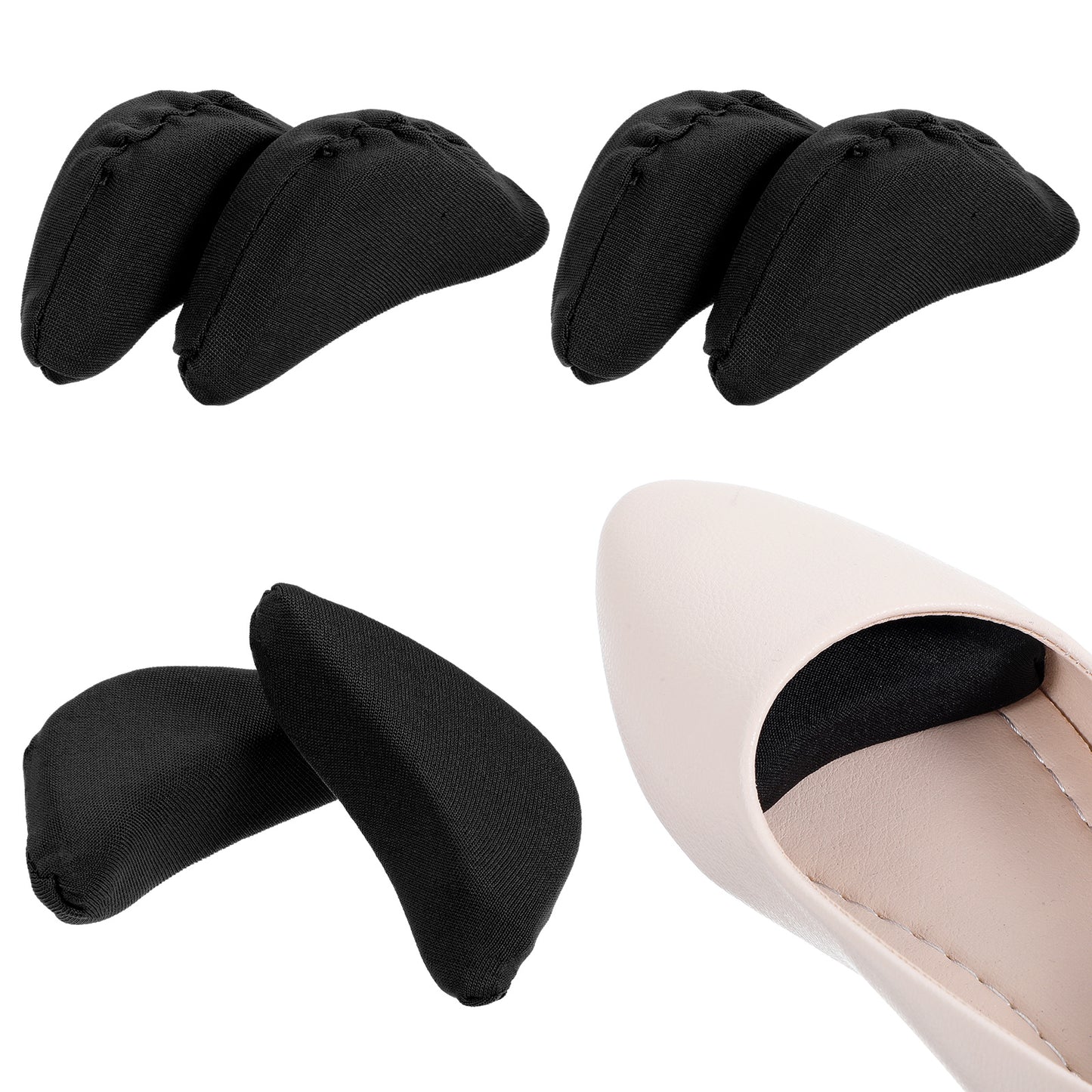 JIYIN 3 Pair Shoe Filler for Too Big Shoes Women, Soft Toe Filler Inserts Adjustable Shoe Filler Big Toe Plug Foot Brace Shoe Pads Toe Cushions for High Heels Pumps Flats Sneakers(Black)