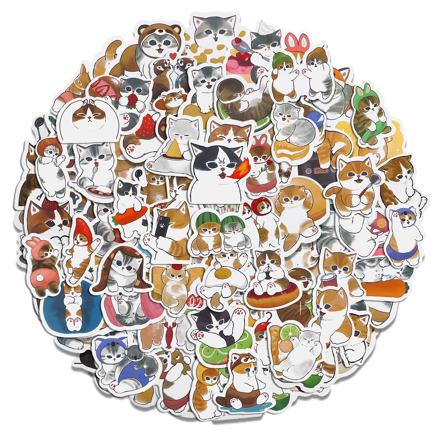 Amaxiu 100 Pcs Funny Cat Stickers, Vinyl Waterproof Cute Decals Kawaii Stickers DIY Decorative Stickers for Water Bottle Laptop Phone Luggage Skateboard(B)