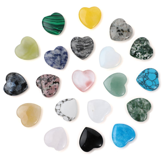 HJZHII 20 Pcs Heart Shaped Rocks, Healing Crystals Chakra Stones Polished Love Stone Palm Natural Stones Set for Mother's Day Valentine's Day Birthday Gifts Meditation Massage Energy Yoga Mini Women