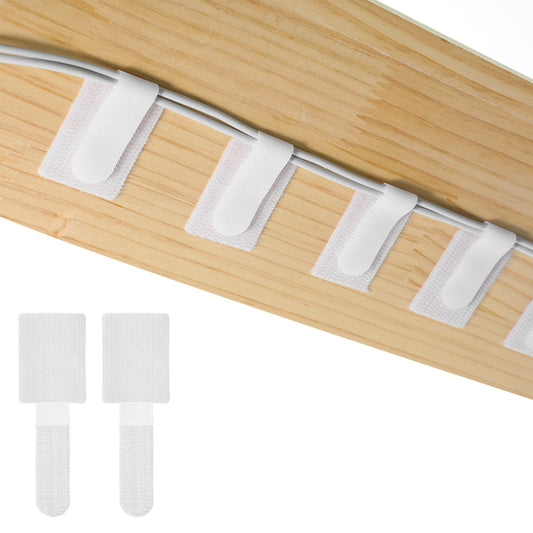 HJZHII 100 Pcs Reusable Self-Adhesive Cable Ties, Cable Management Under Desk Adjustable Hook and Loop Cables Straps Wire Organizers for Cords Home Office Cables Management(White)
