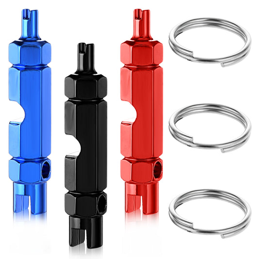 AOZUO 3PCS Valve Core Remover Tools, 3 in 1 Valve Stem Removal Tools with 3pcs Keyrings for Schrader and Presta Mountain Bicycle and Road Bike Tubeless Cycling Tires Valve Repair Install