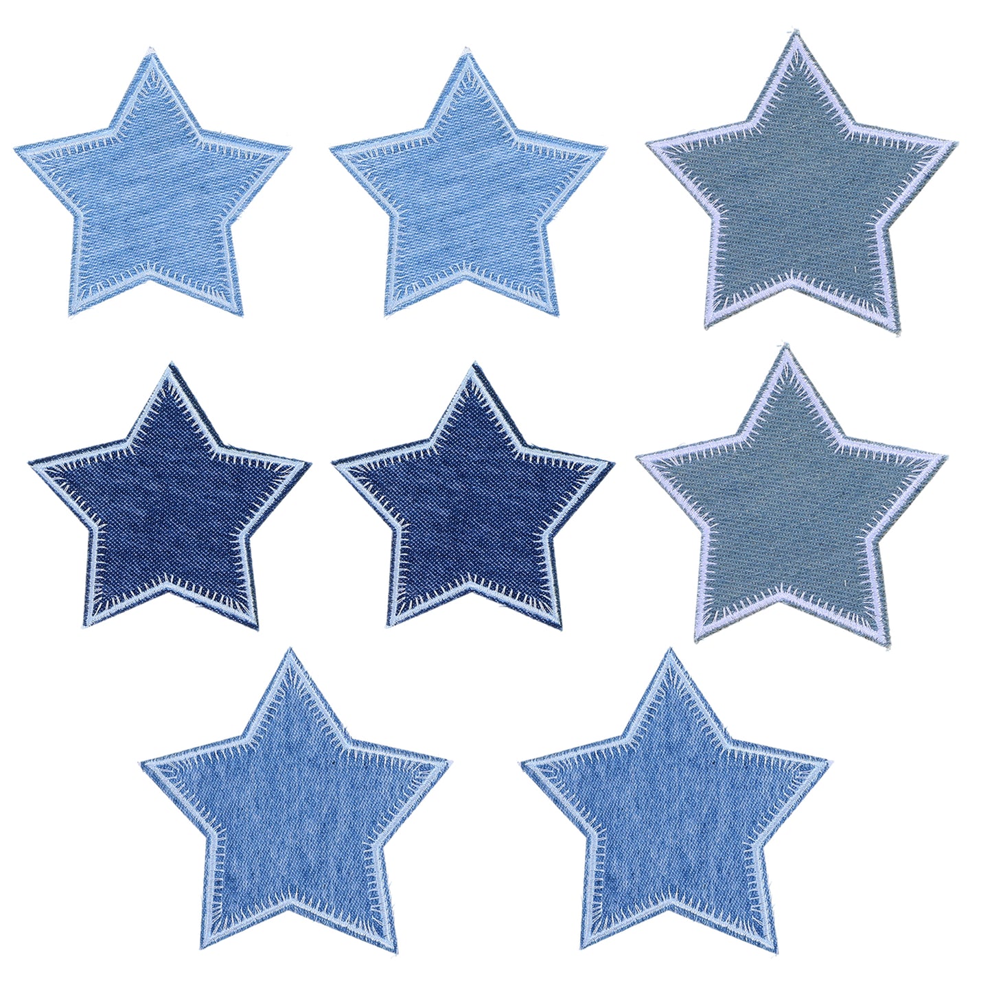 GEEHUA 8Pcs Blue Star Iron on Patches, Cowboys Denim Jean Patches Sew Embroidered Applique Garment Embellishments for Clothes Jackets Hats Backpacks Jeans Repairing Decorations