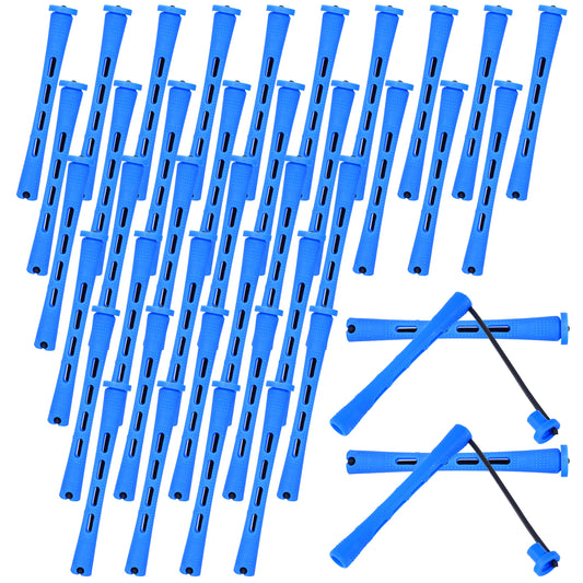 MBAIYO 40 Pcs Perm Rods for Short Hair, Cold Wave Heatless Curling Rollers Plastic Perming Rods Medium Curling Rod Cold Wave Perm Rod Set for Long Hair Natural Waves Curls (0.35 Inches, Blue)