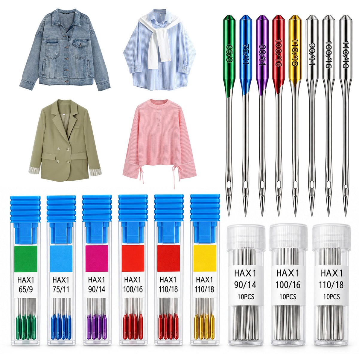 SULIKJHUI 60 Pcs Sewing Machine Needles Variety Pack