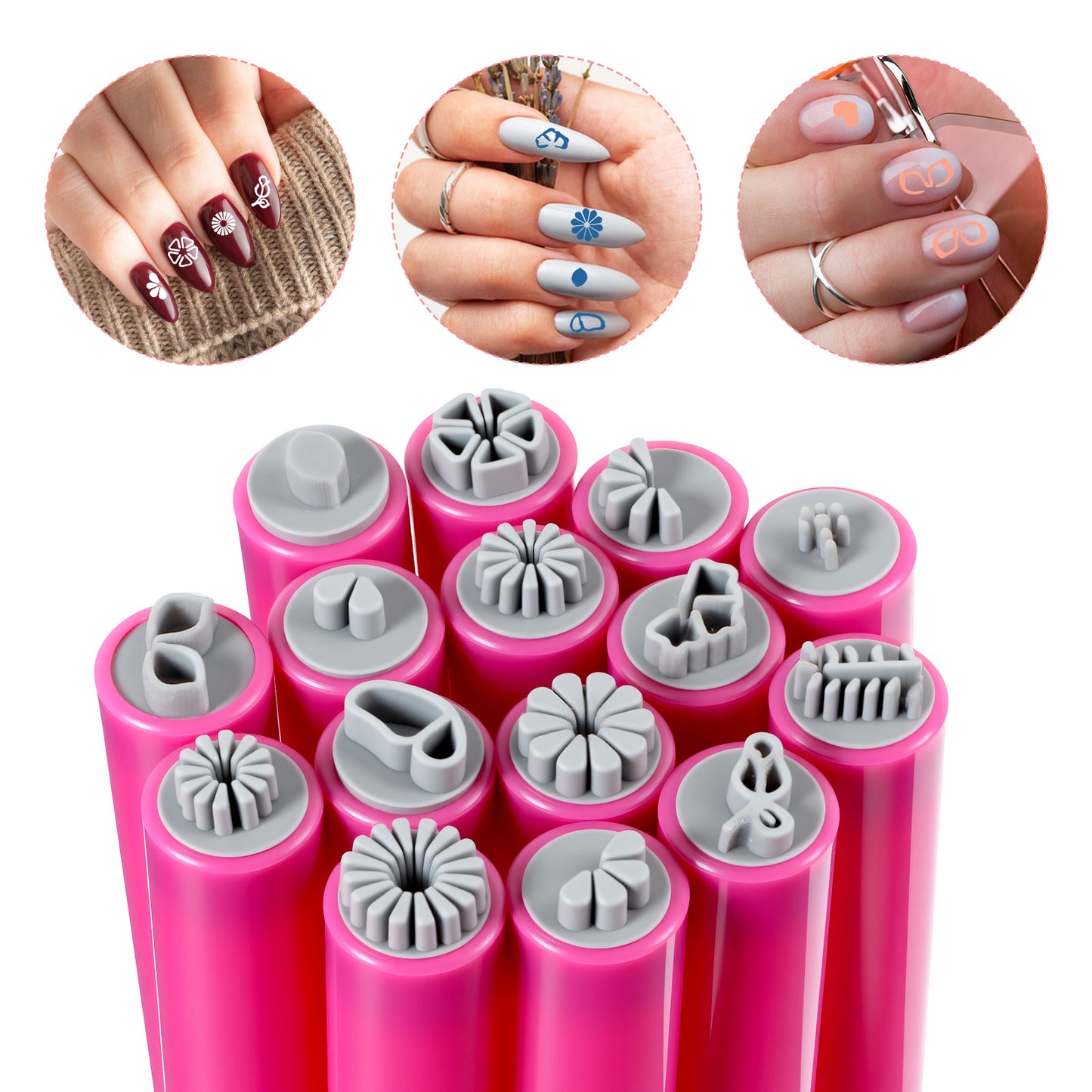 MBAIYO 15PCS Nail Art Stamp Pens, Floral Butterfly Stamper Tools Flower Design Stamping Pen Set Silicone Nail Dotting Tool for DIY Doodles Home Manicures Salon Quality Women Girls