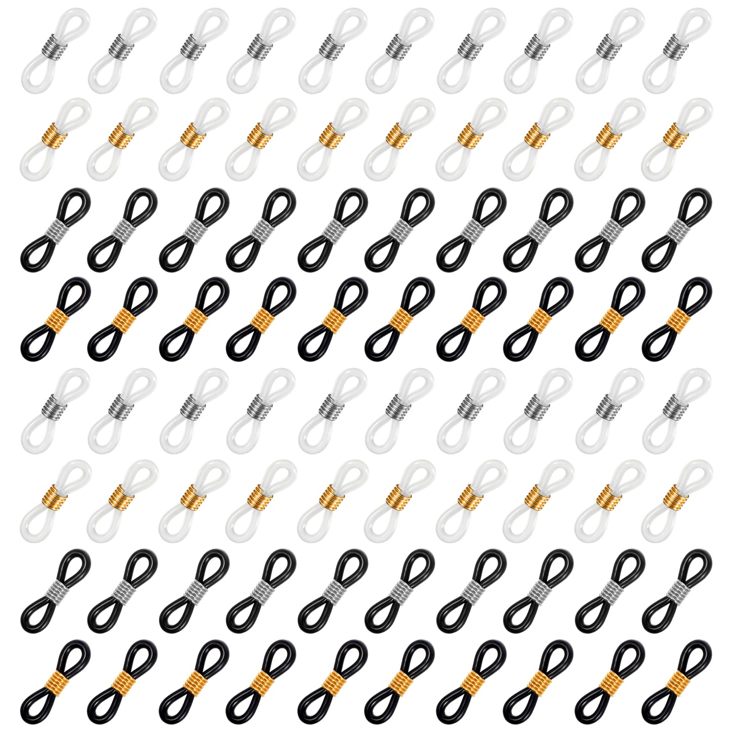 LXUEJIE 80 PCS Eyeglass Chain Connector, 4 Colors Silicone Eyeglass Chain Ends Adjustable Holder Chains Loops Anti-Slip Strap Eyeglasses Sunglasses Stylish Accessories