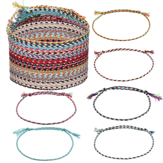 Cobee 30Pcs Woven Wrap Friendship Bracelets Handmade, Handmade Friendship Braided Bracelet, Adjustable Colorful Tassels Cotton Rope Bracelets Jewelry, Suitable for Women, Men, Teenagers Mixed Colors