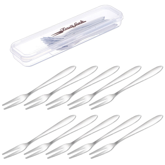 cobee 10 Pcs Escargot Forks Set, Small Fruit Fork with A Storage Box Stainless Steel Salad Forks, Dessert Forks Cocktail Forks Appetizer Forks for Dessert Cake Fruit Party Supplies(10)