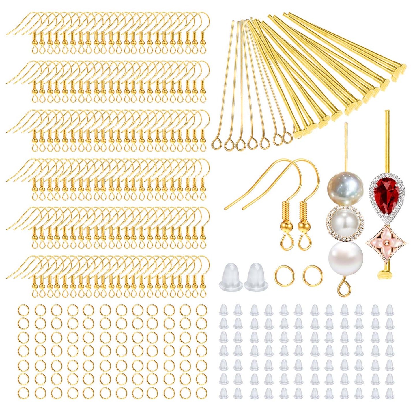 cobee 800 Pcs Earring Hooks for Jewelry Making, Earring Making Kit Stainless Steel Bargain Finds, Hypoallergenic Earring Wires Jump Rings for DIY Jewelry Making Supplies(Silver)