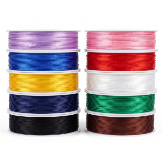 HJZHII 10 Rolls Nylon Cord, 0.8mm Colorful Bracelet String Colored Beading Drawstring Cord Satin Nylon Trim Cords for Chinese Knotting Braided Ropes Jewelry Making Beads Wind Chimes DIY Bracelets