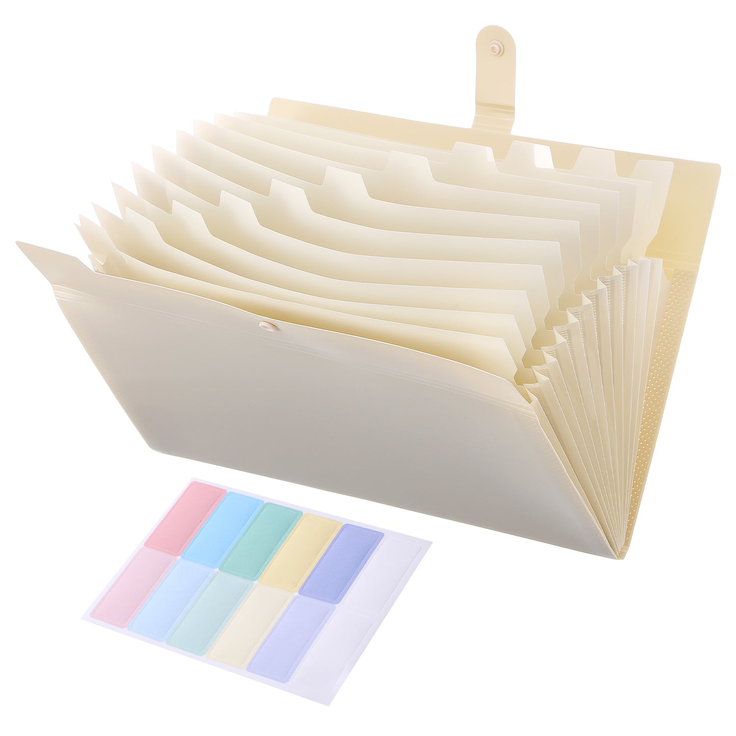 SULIKJHUI Expanding Folder, Folder with Pockets 8 Pockets A4 File Organiser, 33x23cm/13x9in PP Plastic Document Holder for Home & Office (Beige)