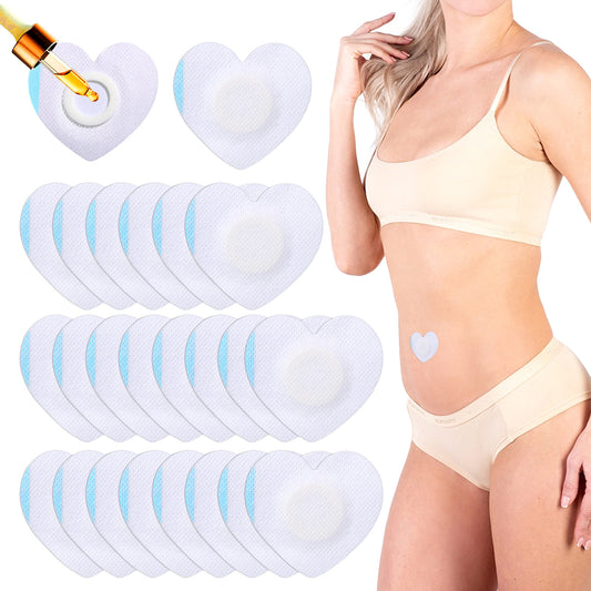 BOHUIZ 50Pcs Castor Oil Wrap for Belly Button, Heart Self-Adhesive Castor Oil Belly Patches Wrap Breathable Non-Woven Castors Oils Patches Cover Highly Absorbent No Wash