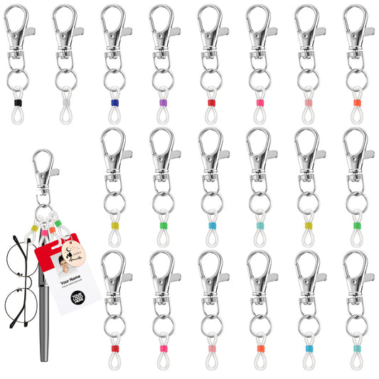 HJZHII 20PCS Pen Holder for Lanyard, Retractable Silicone Pen Holder Clips with Lobster Clasp Multicolor Badge Reel Accessories for Nurses Teacher Lanyard Daily Use