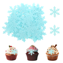Giantree 50 Pcs Edible Snowflakes Cake Toppers, Blue Edible Snowflakes Cupcake Toppers, Wafer Paper Snowflake Cake Sprinkles for Christmas Winter Holiday Frozen Theme Party Supplies(Blue)
