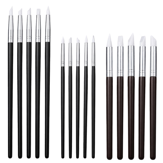 HJZHII 15 Pcs Silicone Paint Brushes for Crafts, 5 Shapes Head Silicone Sculpting Tools Rubber Paint Pens Flexible Clay Carving Tools for Handicraft Pottery Artwork Shaping Carving DIY