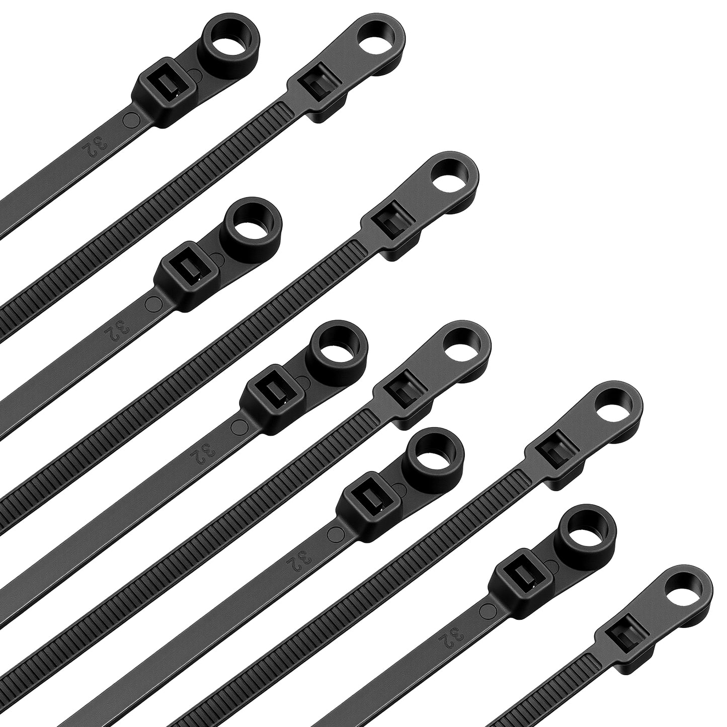 Amaxiu 100 Pcs 7.8 Inch Zip Ties with Screw Hole, Heavy Duty Nylon Cable Zip Ties Mounts, Cable Tie Buckle 50LBS Tensile Strength UV Resistant Wire Management
