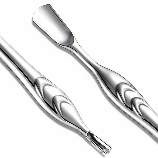 MBAIYO Cuticle Pusher with Trimmer, Dual-Ended Cuticle Trimmer Nail Care Tool Stainless Steel Cuticle Remover Tool with Fork for Manicures and Pedicures Nail Care Tools(Silver)