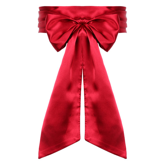 AOZUO Wedding Satin Sash Belt Women Dress Belt Bridal Waist Belts for Special Occasions Party 3.74 Wide(Red)