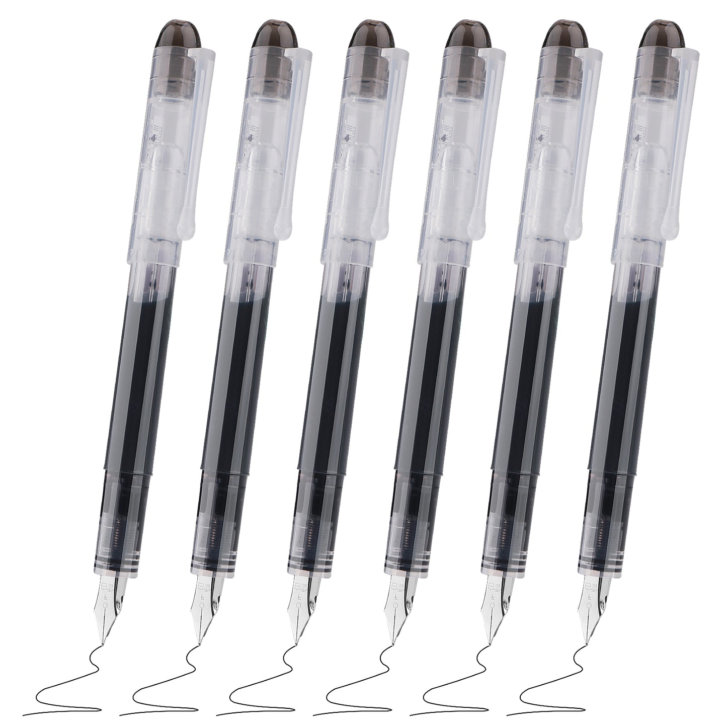 Molain Disposable Fountain Pens, 6Pcs Smooth Writing Black Ink Pens Quick-Drying Liquid ink for School Office Gift Supplies (545826_1-SALZZ-B)